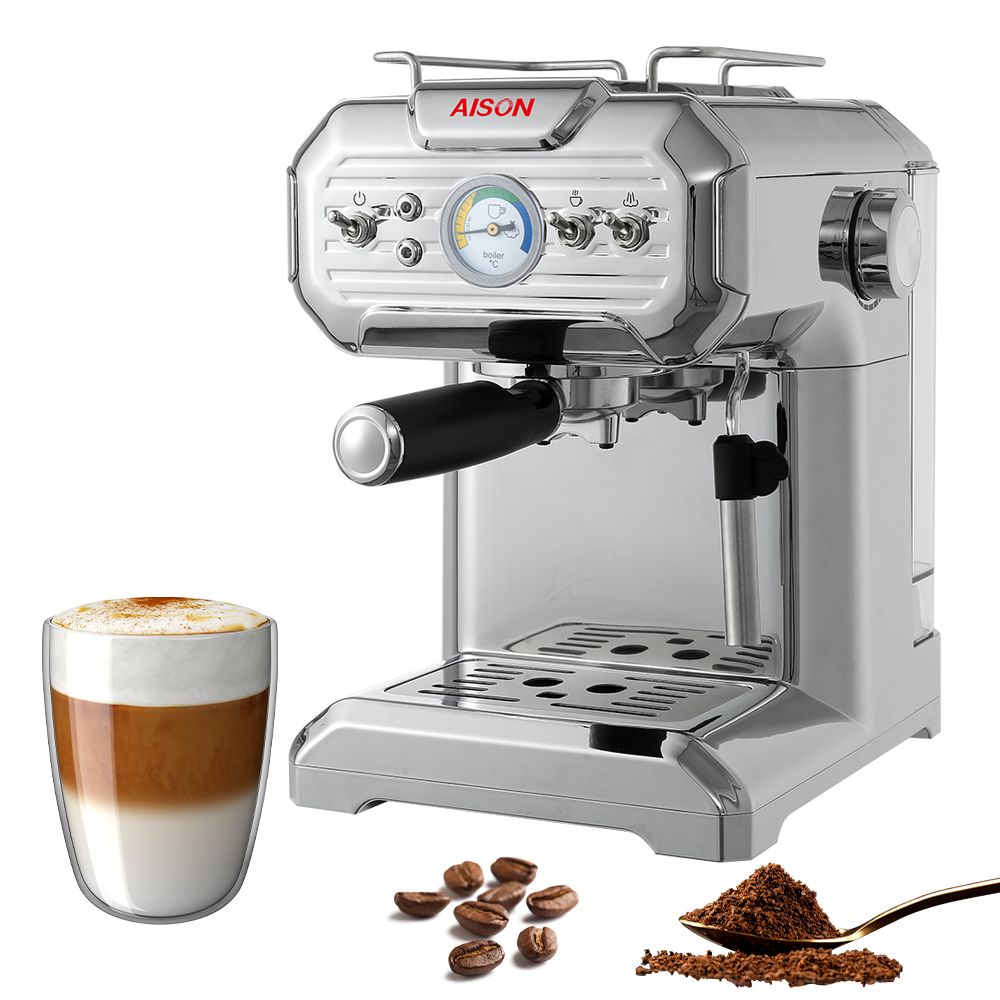 850 Watts Coffee Maker Stainless And Plastic Housing Espresso Machine With 3 Buttons For ON/OFF