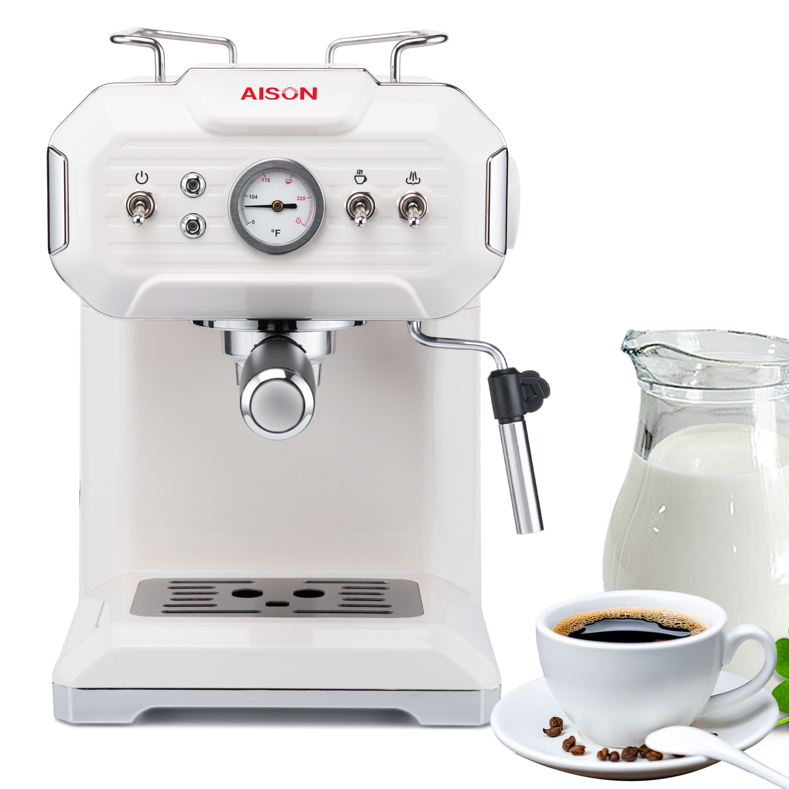 850 Watts Coffee Maker Stainless And Plastic Housing Espresso Machine With 3 Buttons For ON/OFF