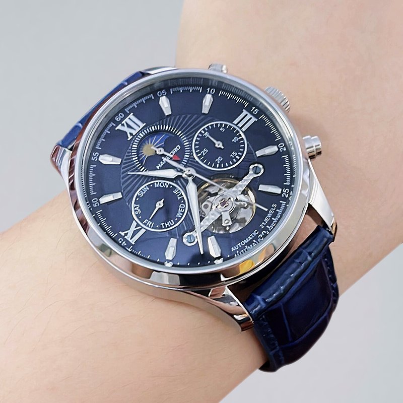 Business Flywheel Dual Calendar Waterproof Men's fully automatic Mechanical watch Fashion Hollow watch