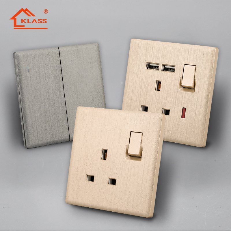 Black brushed wall modern smart light home electrical switch uk usa and usb socket brass in Middleast market
