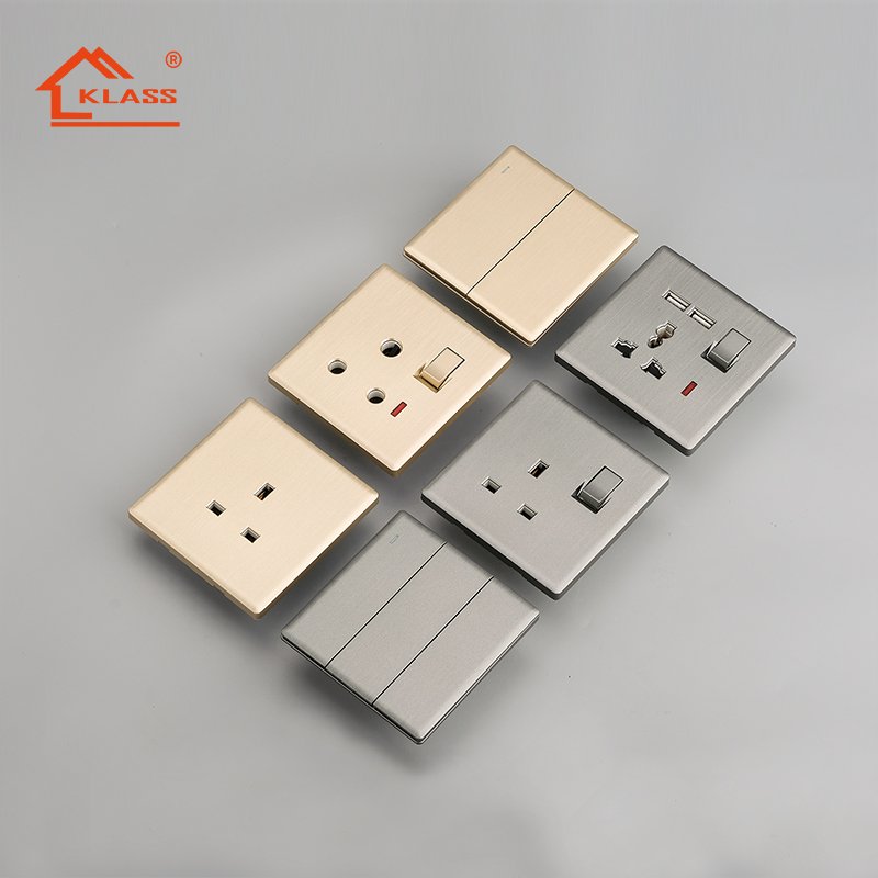 Black brushed wall modern smart light home electrical switch uk usa and usb socket brass in Middleast market