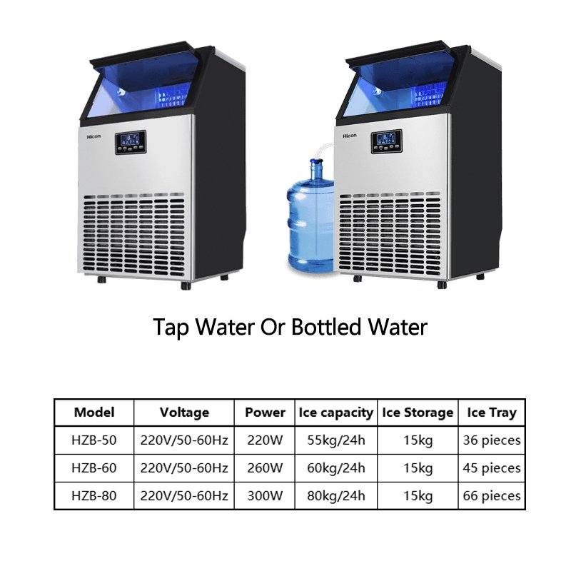 Ice Maker 60kg Automatic Home Commercial Small Ice Cube Block Making Machine Ice Maker Machine For Business Sale Food Beverage