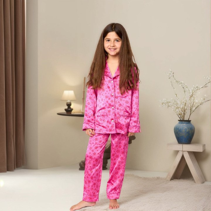 Hot sale Parent-Child Long Sleeve Christmas Pajamas Button Sleepwear Pjs Set Two Piece Loungewear Feather Trim Women Pajamas
