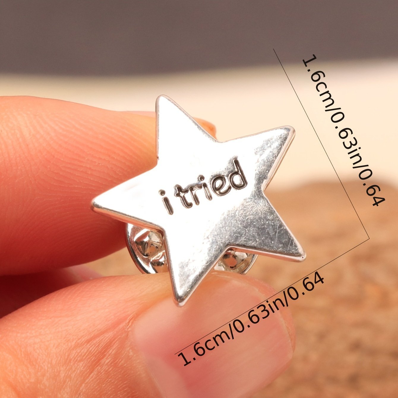 "I Tried"Novelty Humorous Phrases star-shaped Button Brooch Lapel Badge Funny Denim jacket decoration Pin Small Delicate Badge