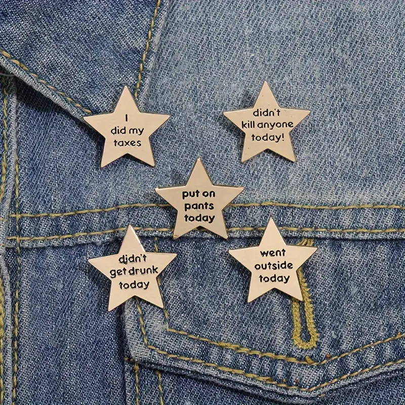 "I Tried"Novelty Humorous Phrases star-shaped Button Brooch Lapel Badge Funny Denim jacket decoration Pin Small Delicate Badge