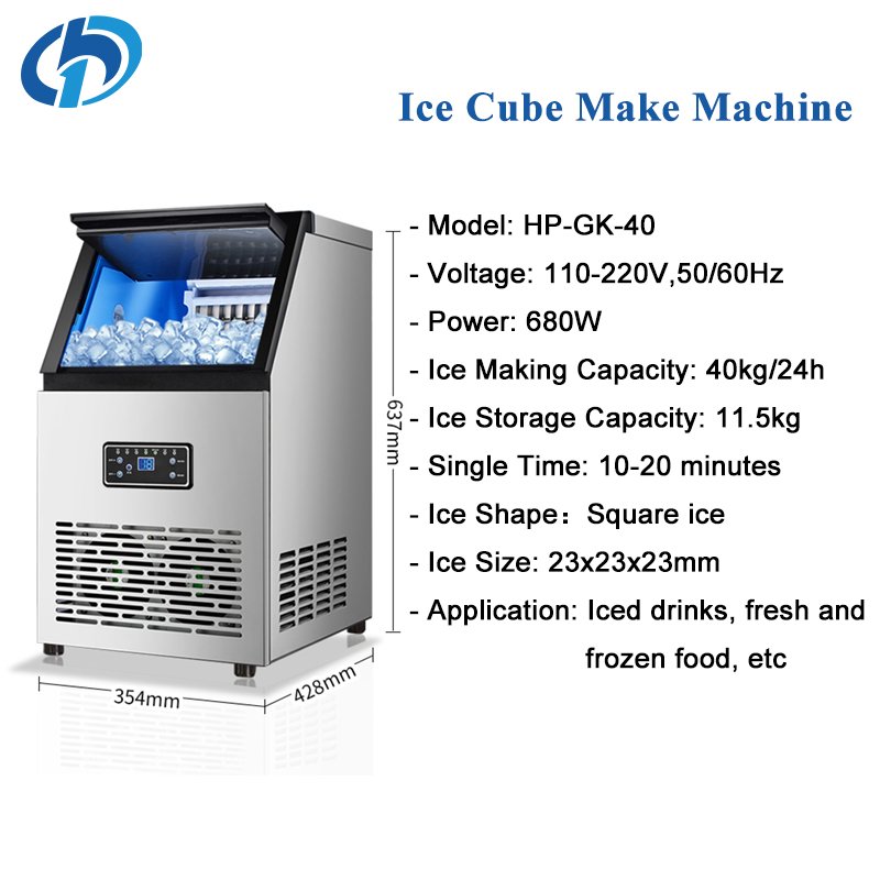 Ice Block Maker Stainless Steel 40kg/24h Automatic Cube Ice Making Machine For Business Price Home Commercial Food Trucks