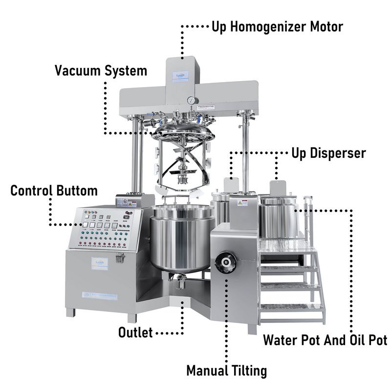 Most Popular 50-300l Lotion Cream Cosmetic Vacuum Emulsifizer Homogenizing Facial Cream Mixing Machine