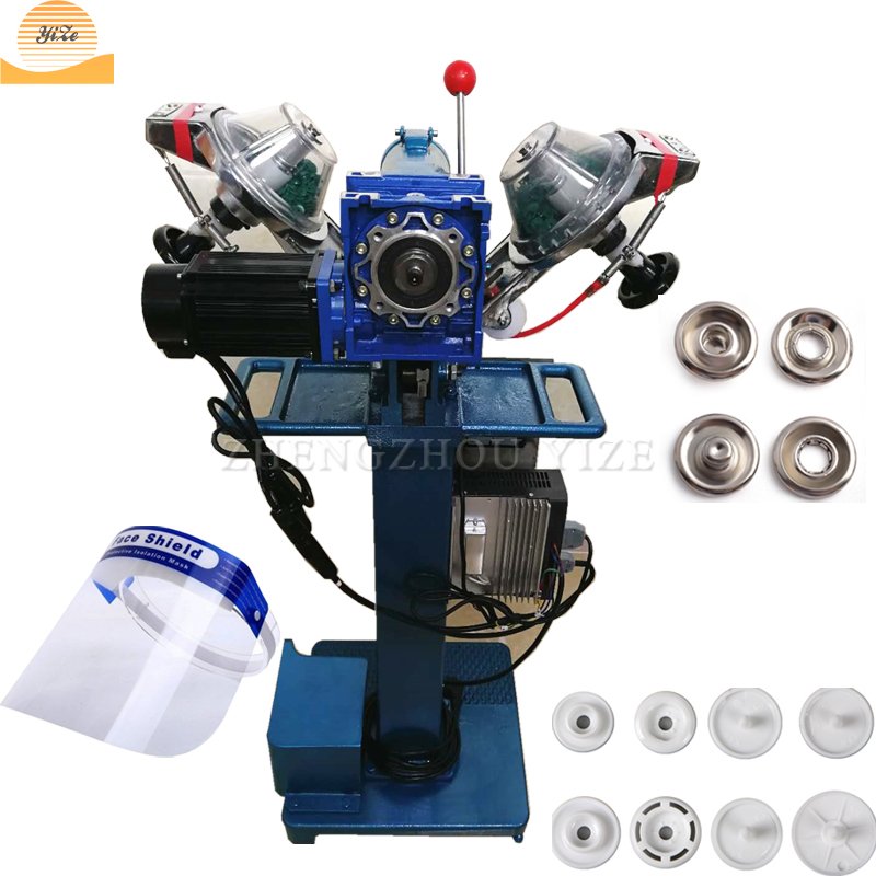 Small automatic face shield raincoat snap button press machine metal prong button riveting attaching industrial sewing machine