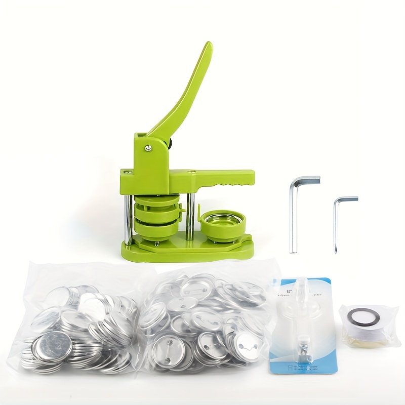 Green Button Maker Machine Kit with Button Parts, Pictures, Circle Cutter, Professional Practical Jewelry Making Tool Supplies