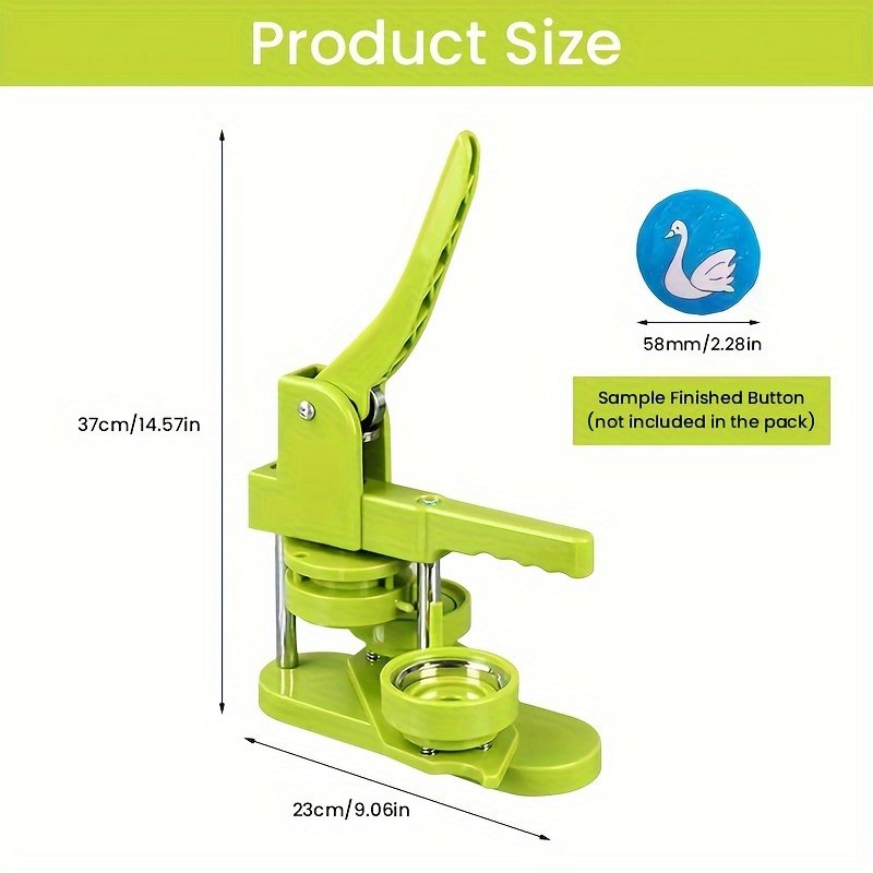 Green Button Maker Machine Kit with Button Parts, Pictures, Circle Cutter, Professional Practical Jewelry Making Tool Supplies