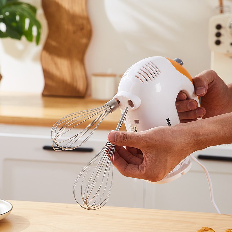 5-Speed Mini Hand Mixer 300 Watt Electric Hand Mixer with Flat Beater*2 and Dough Hooks*2
