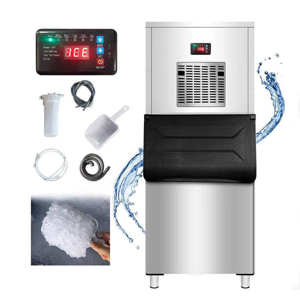 Ice Maker Machine Commercial 200KG Snow Flake Ice Maker Nugget Snowflake Ice Block Making Machines For Business Stainless Steel