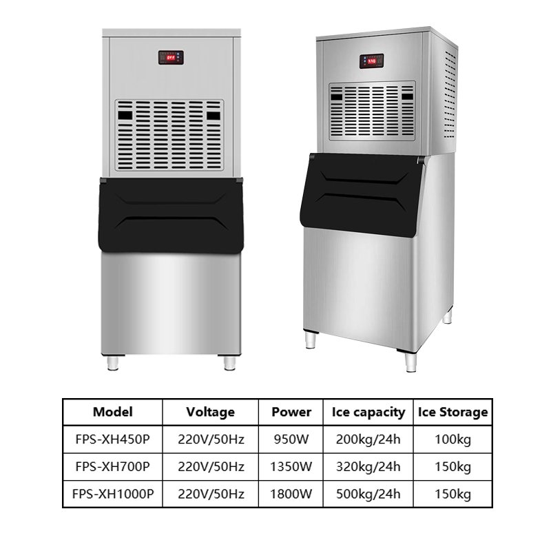Ice Maker Machine Commercial 200KG Snow Flake Ice Maker Nugget Snowflake Ice Block Making Machines For Business Stainless Steel