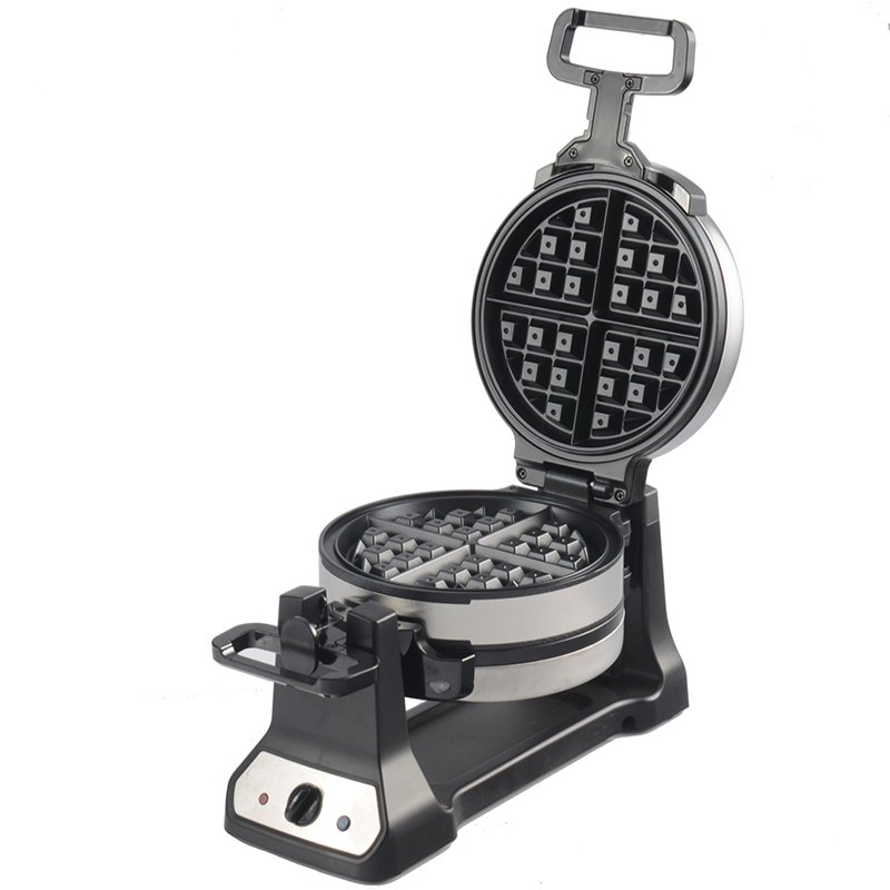 Stainless Steel Make 2 Separate Belgian Rotary Waffle Machine Rapid Button 3 Audio Beep Signal 1"Thick Rotating Waffle Maker