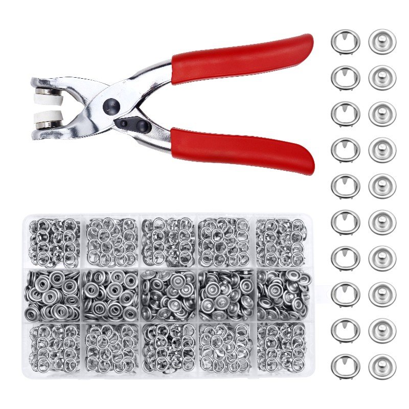 Wholesale the latest 100 sets of 9.5 mm metal button Kit fastener pliers punch free tools