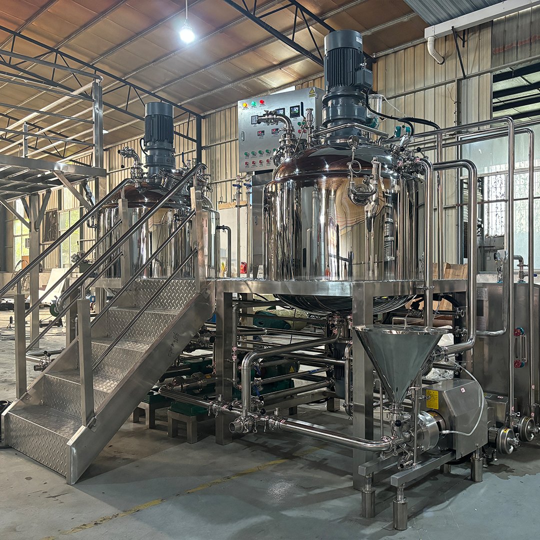 Liquid soap mayonnaise making machine 500 liter 1000L double boiler mix tank vacuum homogenizer emulsifier for cosmetics