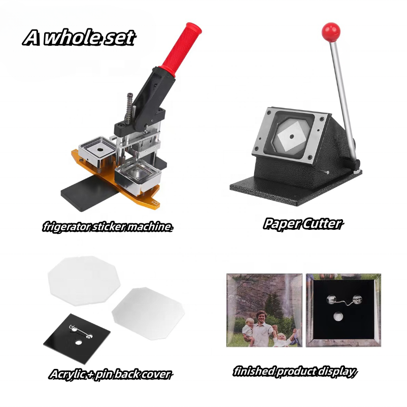 MIDE plastic manual 50x50 refrigerator photo fridge magnet making machine new metal button square fridge magnet making machine