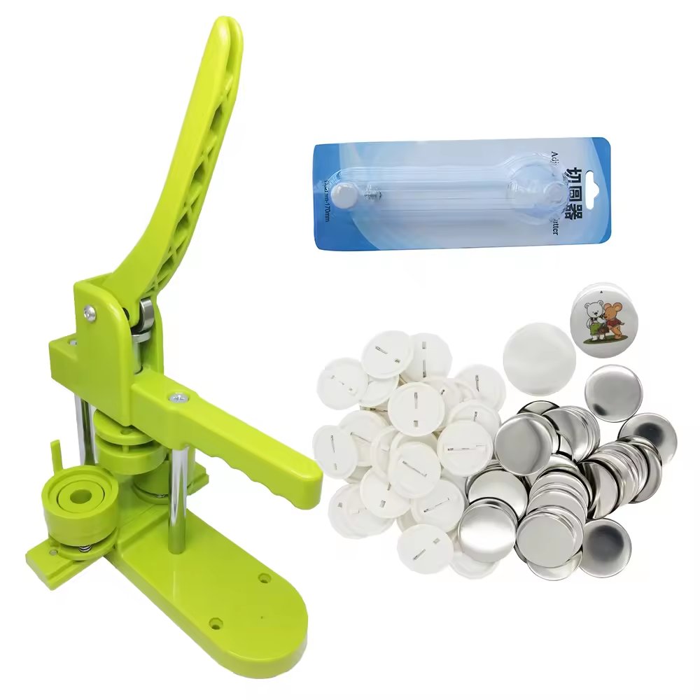 Mini 58MM Badge Making Machine Botton Maker DIY Badge Press Machine with 100 Accessories & Cutter