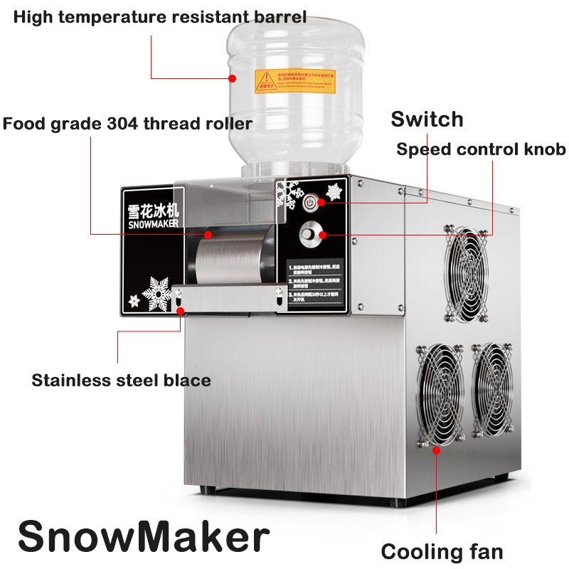 Hot Sales SnowMaker 360W 750W 1200W Stainless Steel Snow Ice Maker Machine
