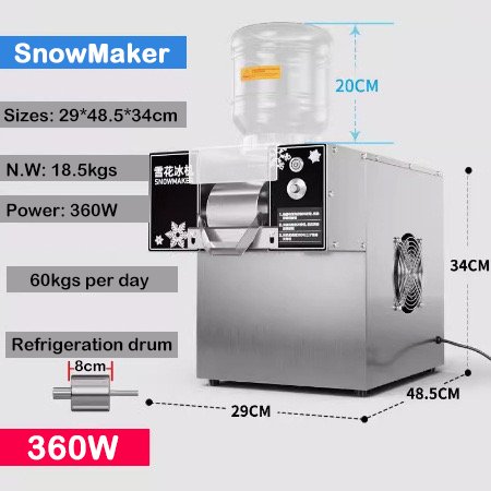 Hot Sales SnowMaker 360W 750W 1200W Stainless Steel Snow Ice Maker Machine