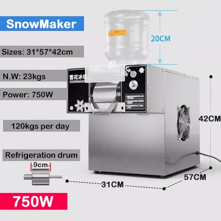 Hot Sales SnowMaker 360W 750W 1200W Stainless Steel Snow Ice Maker Machine