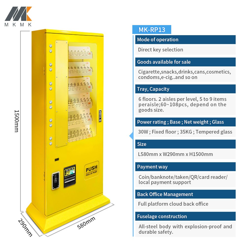 Low price customized vending machine physical button with card swiper condom cigarettes small vending machine