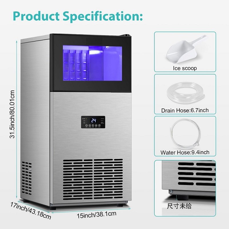 Hot Selling Crescent Ice Maker Machine 55 Lbs Daily Output Ice Cube Machine Making Ice for Coffee Bar Restaurant and Home used