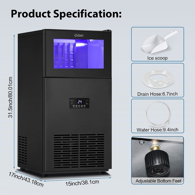 Hot Selling Crescent Ice Maker Machine 55 Lbs Daily Output Ice Cube Machine Making Ice for Coffee Bar Restaurant and Home used