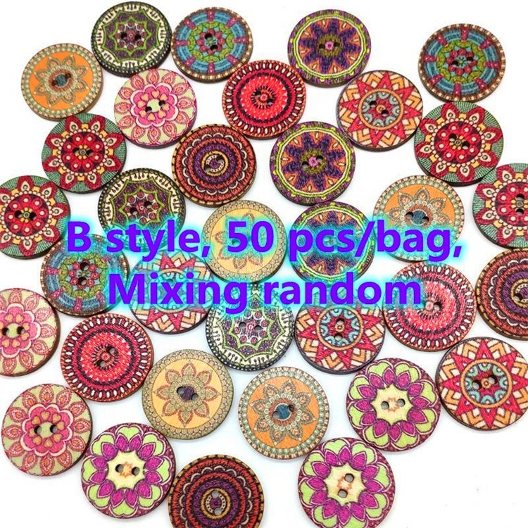 Assorted Vintage 2 hole Wood Button Wooden Handmade Buttons Sewing Art DIY Craft Machine Supplies