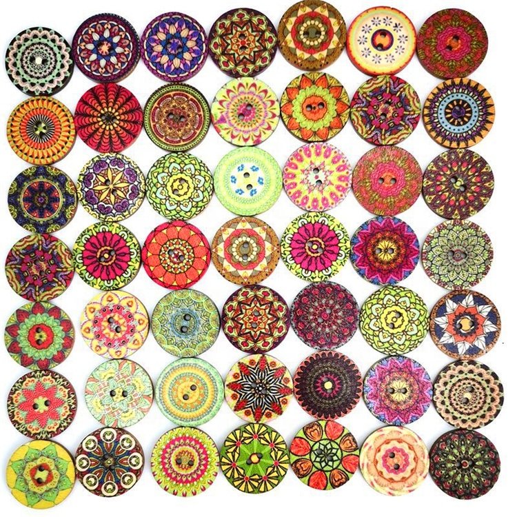 Assorted Vintage 2 hole Wood Button Wooden Handmade Buttons Sewing Art DIY Craft Machine Supplies