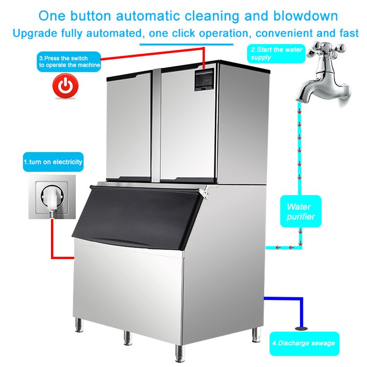 Commercial Ice Maker Machine 2000Lbs/24H, Stainless Steel Ice Maker for Bar/Cafe/Restaurant/Business