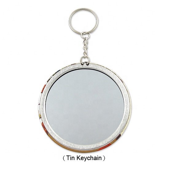 Wholesales 3cm Tin Mirror Button Badge Keyrings