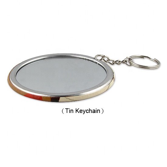 Wholesales 3cm Tin Mirror Button Badge Keyrings