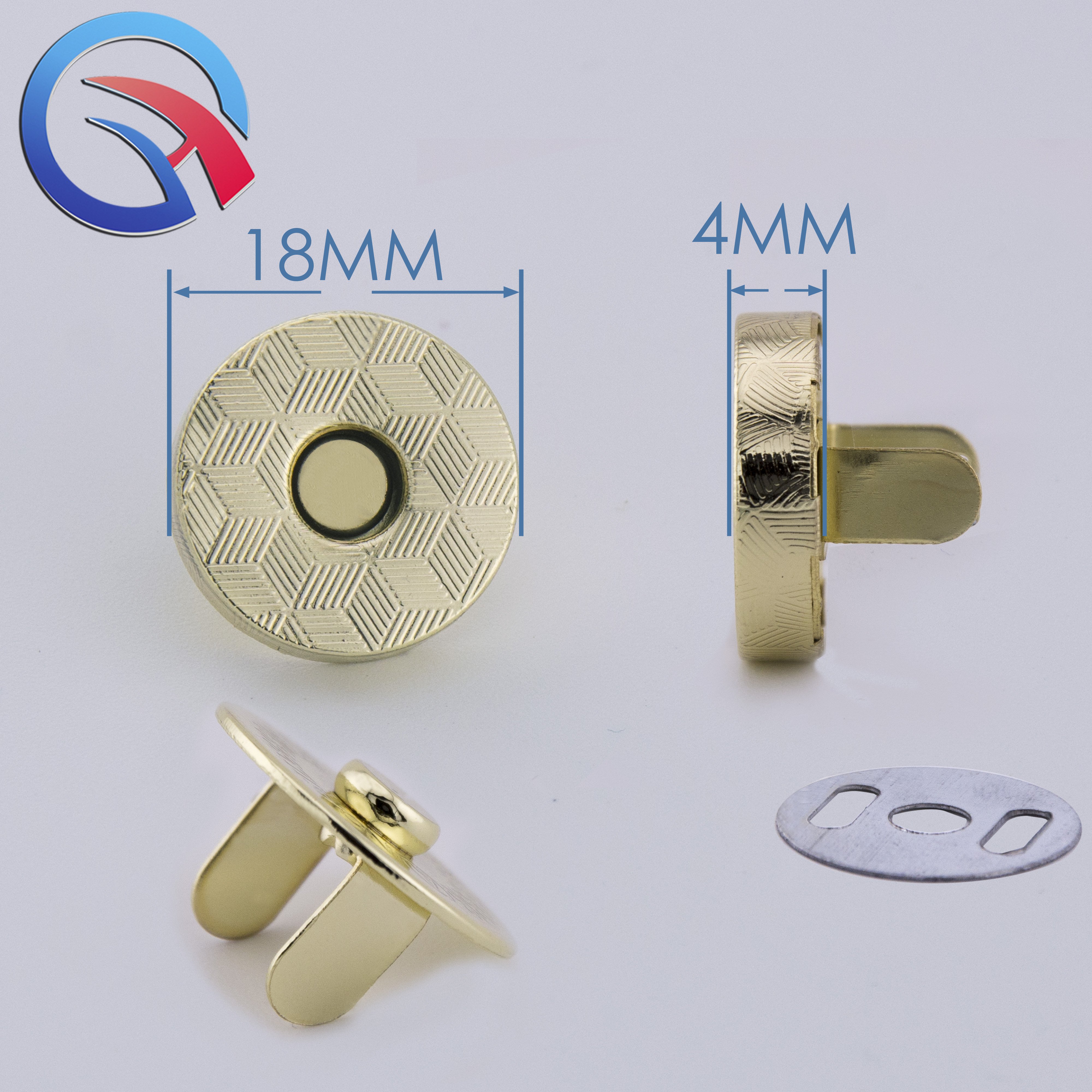 QingHe 18x4mm Antique Brass Metal Magnetic Button Nickle-free Round Fasteners Magnetic Button for Purses, Bags and Clothes