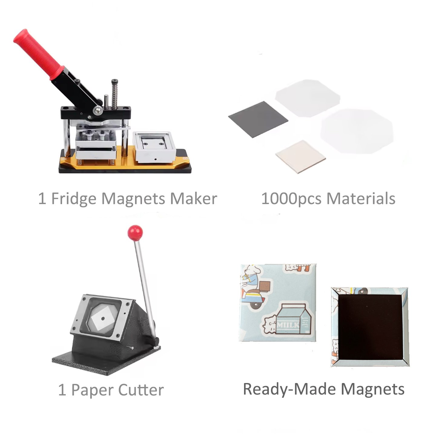 Fridge Maker Machine 50*50mm Square Shape Button Maker Machine With Cutter And 1000pcs Magnets