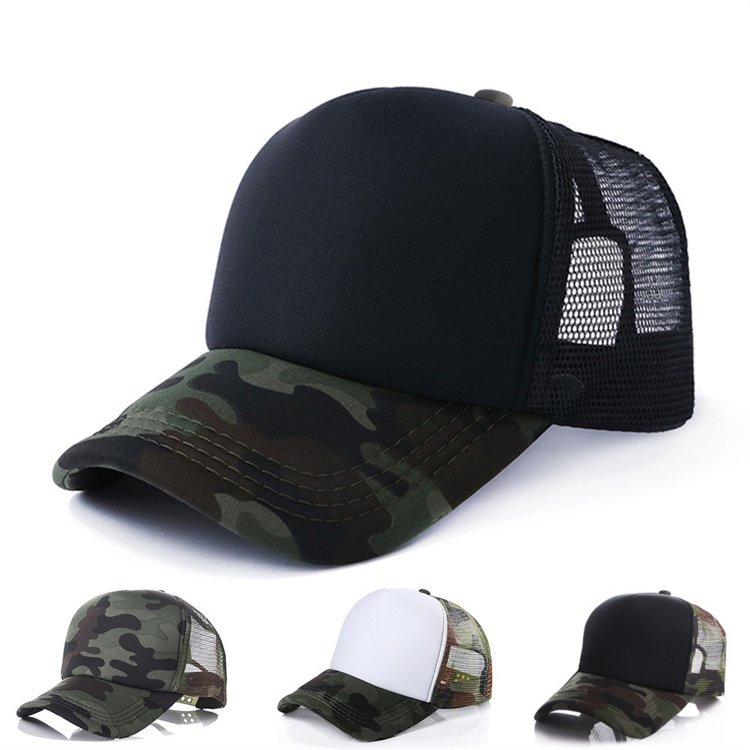Custom Unisex Cotton Soft Mesh Running Baseball Cap 6 Panel Trucker Ball Hat With Leather Patches Logo