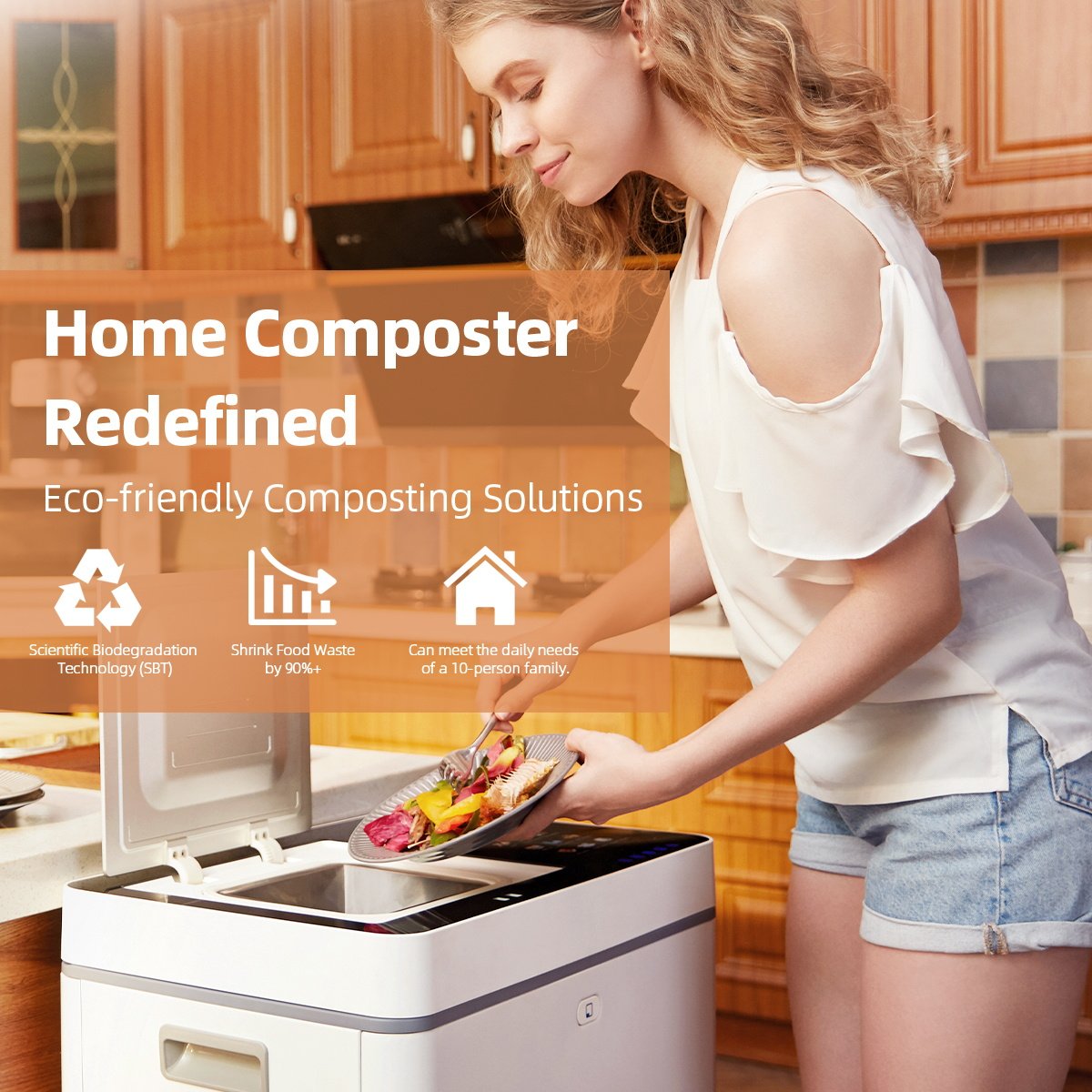 Odorless Composter Kitchen Counter Microbial Kitchen Waste Home Type Garbage Disposal Machine Machine