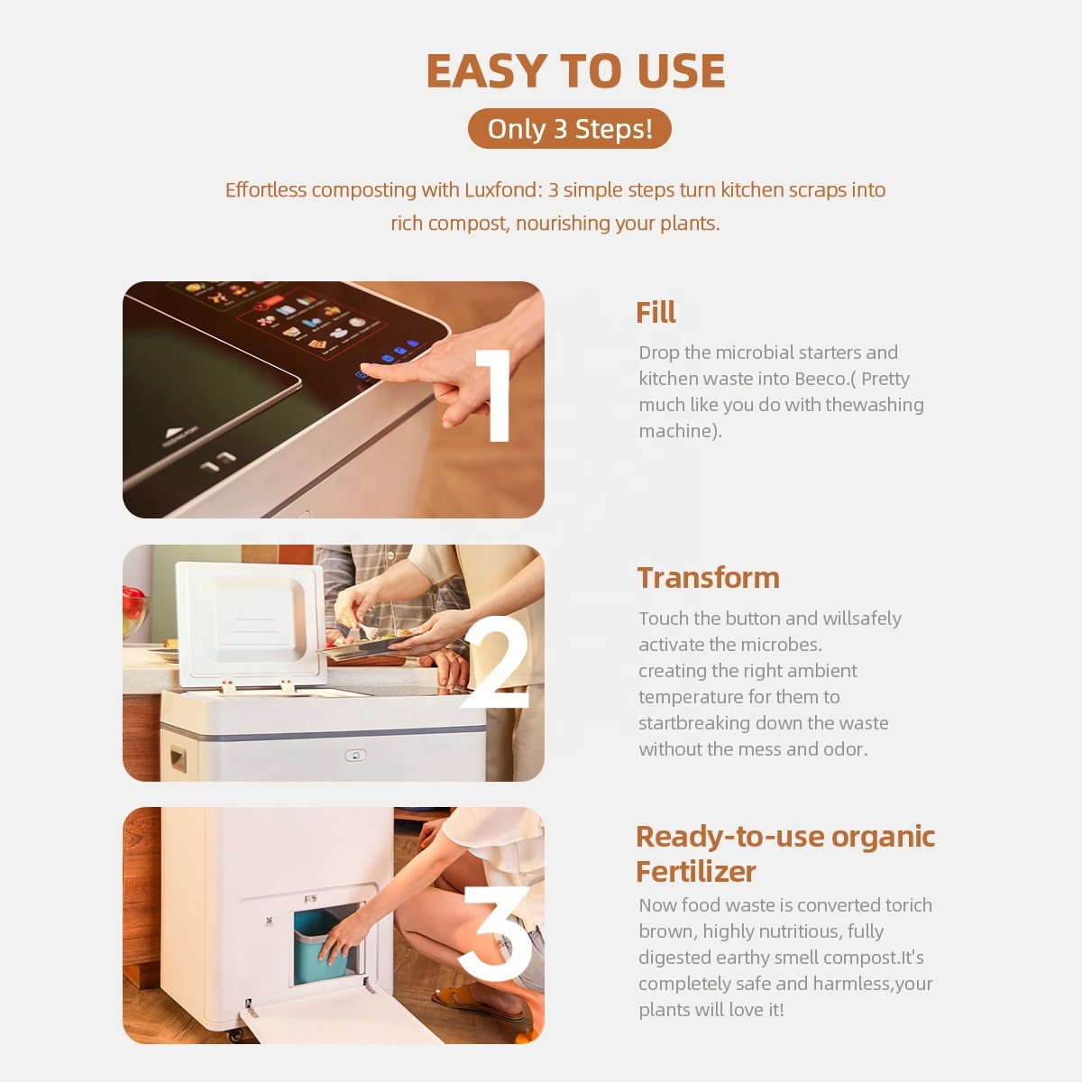 Odorless Composter Kitchen Counter Microbial Kitchen Waste Home Type Garbage Disposal Machine Machine