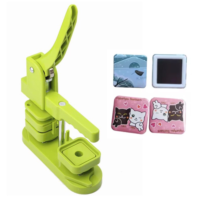 50mm * 50mm square fridge magnet maker machine badge button magnet making machine Plastic magnet press machine with 100 material