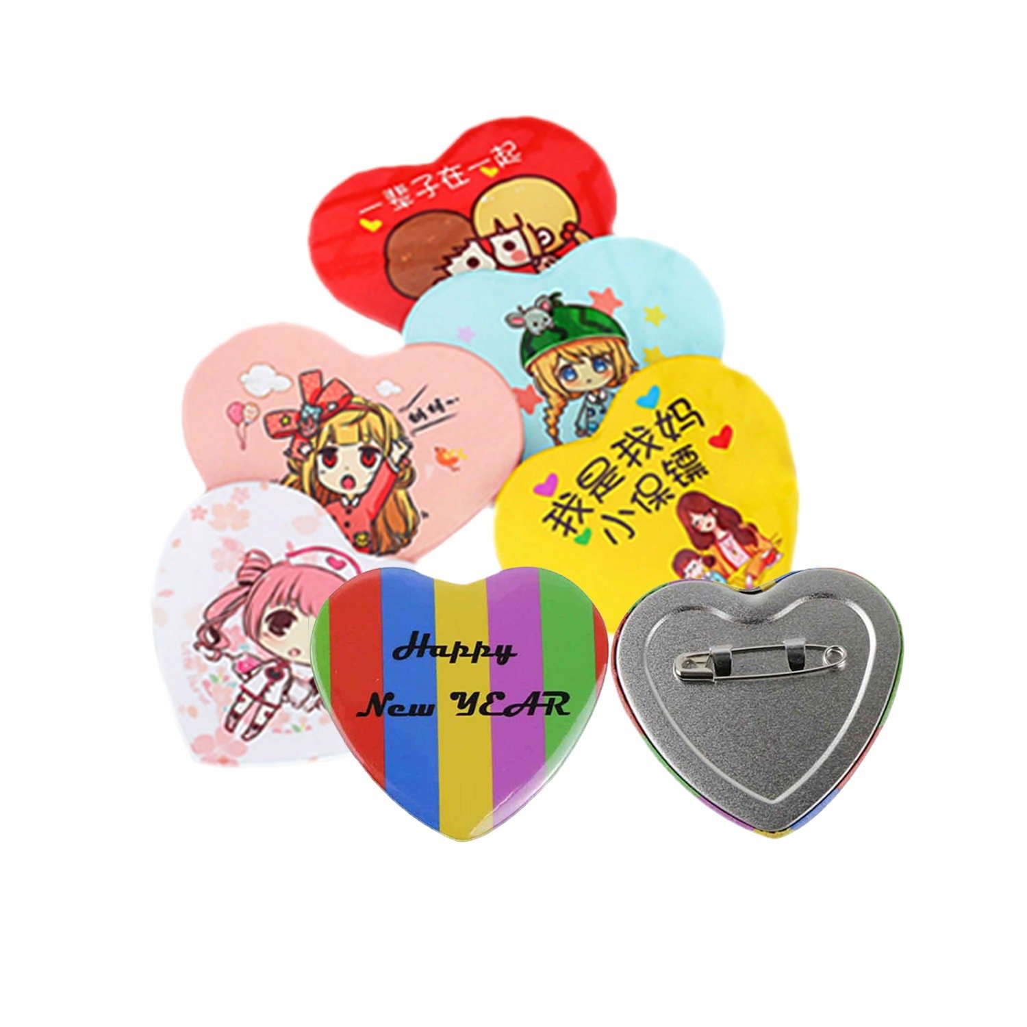 Heart Shape DIY Pin Button Maker Press Machine Kit Badge Punch Press with Free 100pcs Button Parts