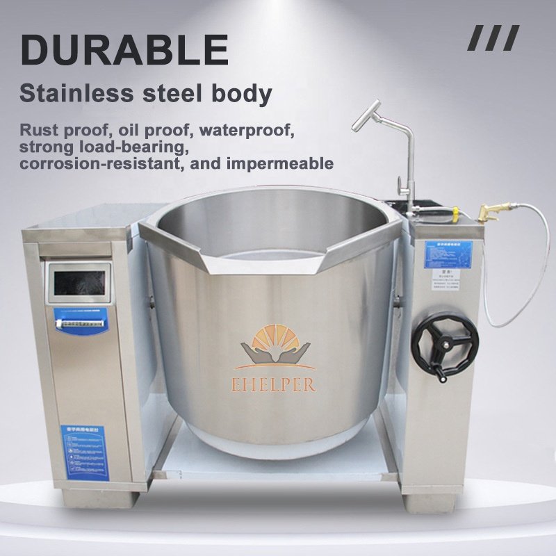 50-500L Automatic Cooking Mixer Machine Titling Kettle Stainless Steel Marmite Large Big Industrial Cooking Pot with Agitator