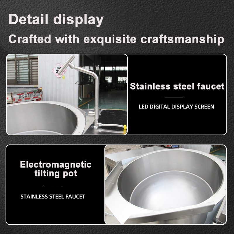 50-500L Automatic Cooking Mixer Machine Titling Kettle Stainless Steel Marmite Large Big Industrial Cooking Pot with Agitator