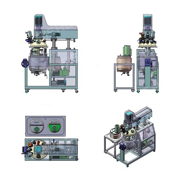High Shear Vacuum Emulsifier Machine Skin Cosmetic Cream Making Machine Heating Homogenizer Mixer