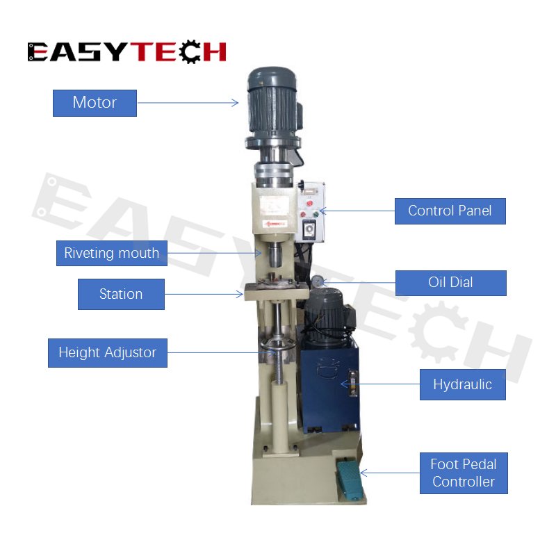 Hydraulic spin riveting automatic pneumatic riveting machine for door hinge making and shaft metal parts