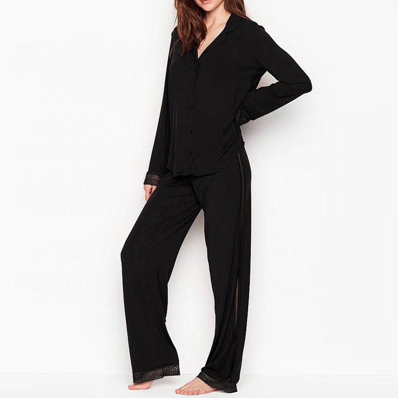 Custom Bamboo Viscose Women Pajamas for Women Set Soft Sleepwear Knit Long Top & Pants Loungewear Women Sets