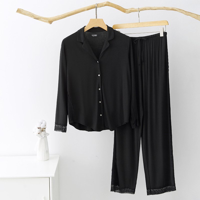 Custom Bamboo Viscose Women Pajamas for Women Set Soft Sleepwear Knit Long Top & Pants Loungewear Women Sets