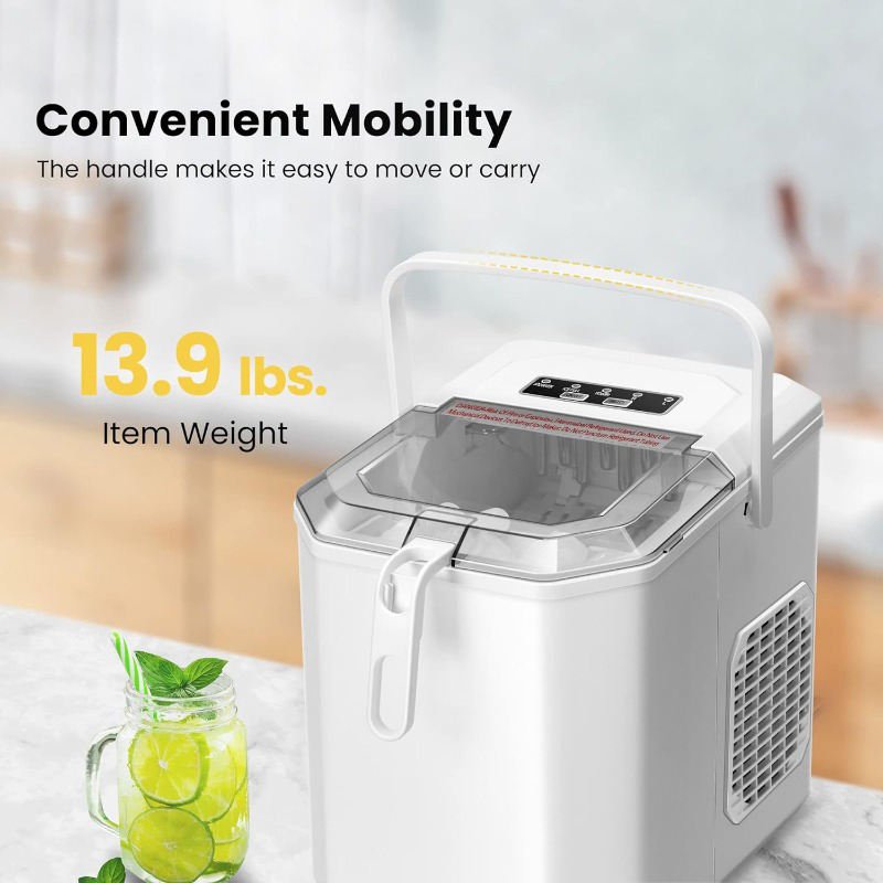 Handle Hand Scoop 10 Ice Bags Self Electric Portable Compact Countertop Automatic Ice Cube Maker Machine