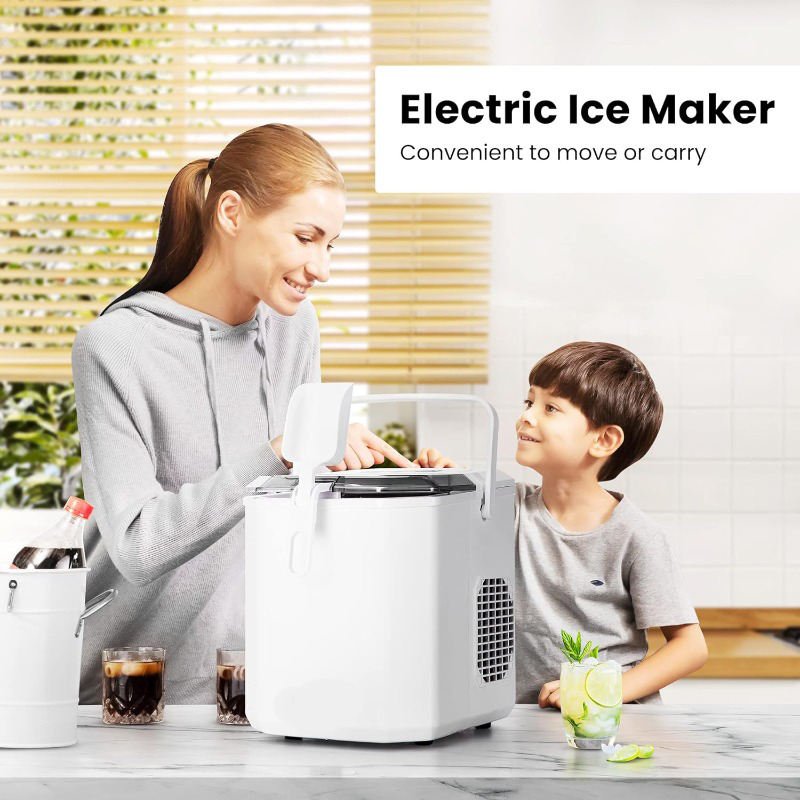 Handle Hand Scoop 10 Ice Bags Self Electric Portable Compact Countertop Automatic Ice Cube Maker Machine