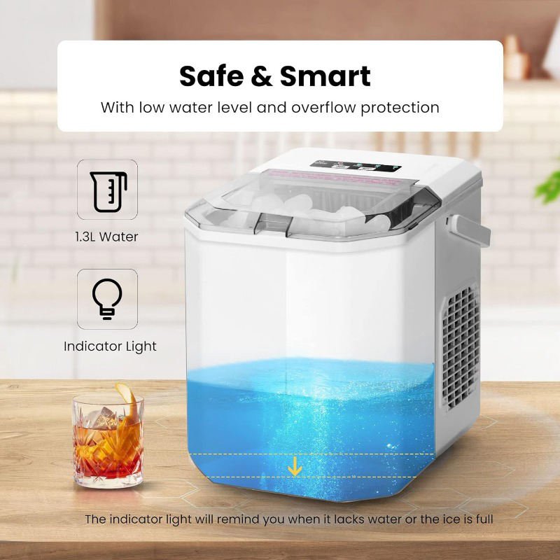Handle Hand Scoop 10 Ice Bags Self Electric Portable Compact Countertop Automatic Ice Cube Maker Machine