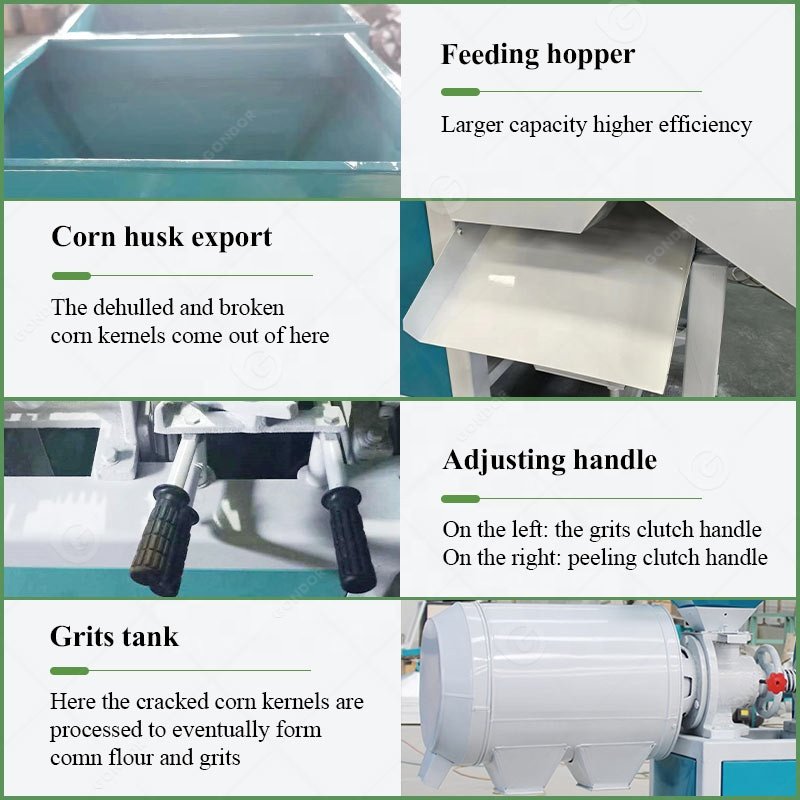 Cornmeal Rice Grits Flour Slag Make Starch Corn Peel Posho Mill Huller Maize Milling Machine and Home Size